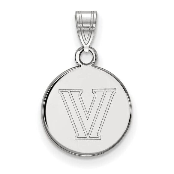 10k White Gold Villanova U. Small Logo Disc Pendant